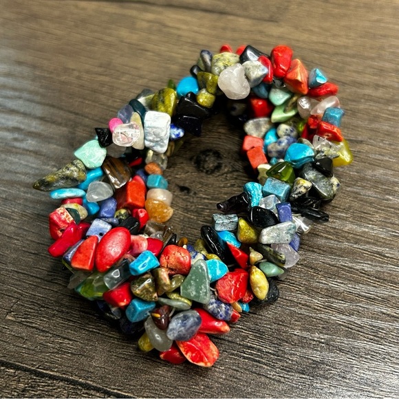 Vibrant Multi Stone Multi Color Beaded Stretch Bracelet - Picture 2 of 4